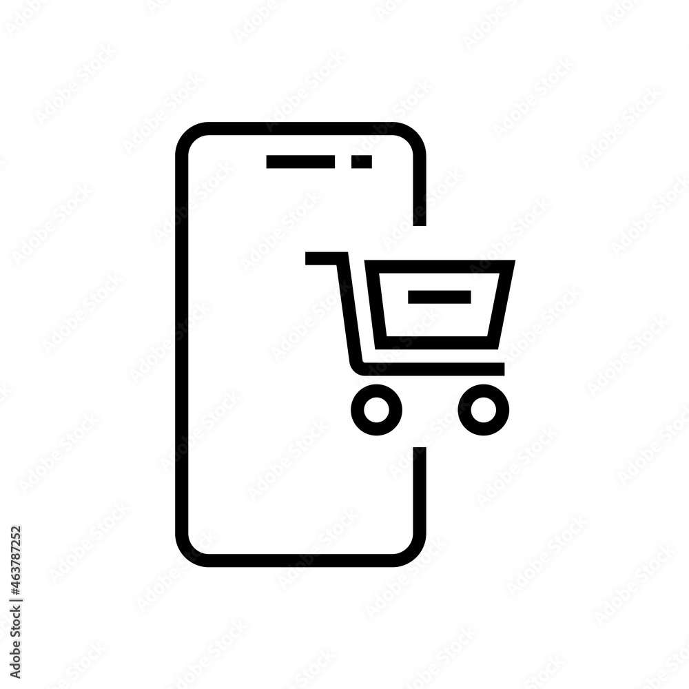 Smartphone functions and apps line icon. Mobile phone specification sign, online shopping badge. Vector linear illustration Smartphone functions and apps line icon. Mobile phone specification sign, online shopping badge. Vector linear illustration