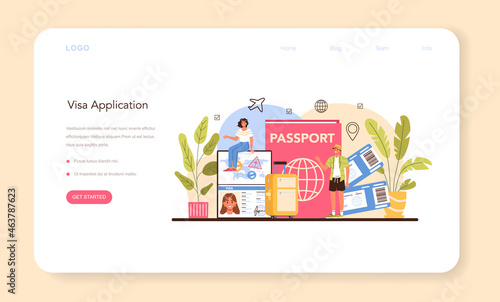 Tourism specialist web banner or landing page. Travel agent selling tour