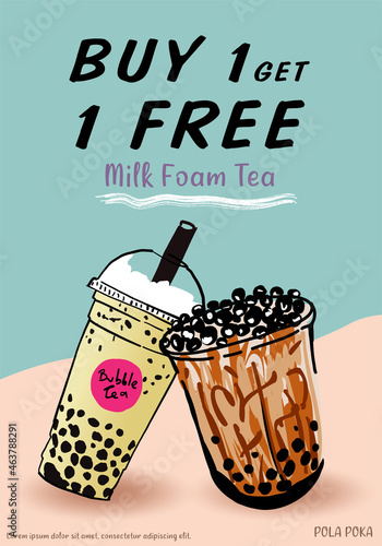 Bubble milk tea, Pearl milk tea , Different sorts of Boba. Yummy drinks. Ads with delicious tapioca.  Restaurant cafe menu, template design. Food flyer. Chalk board, retro menu restaurant poster. 