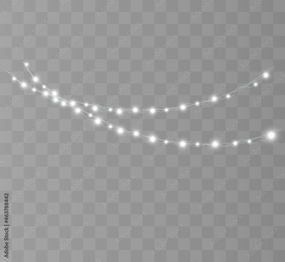 Christmas lights set. Vector New Year decorates a garland with glowing light bulbs. Vector Christmas lights set. Vector New Year decorates a garland with glowing light bulbs. Vector