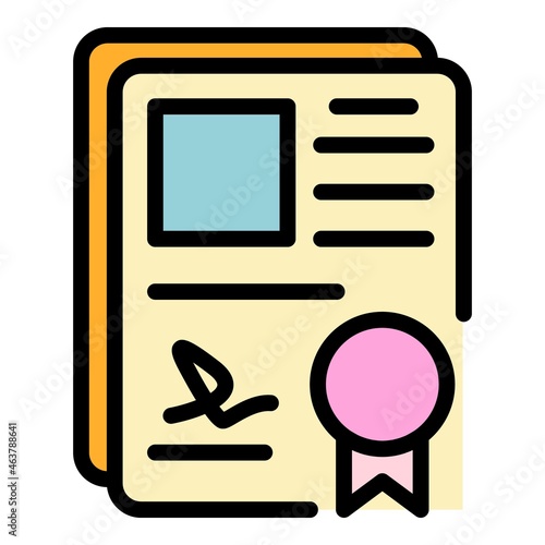 Office justice paper icon. Outline office justice paper vector icon color flat isolated