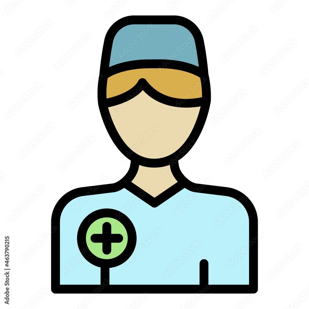 Young nurse icon. Outline young nurse vector icon color flat isolated Young nurse icon. Outline young nurse vector icon color flat isolated