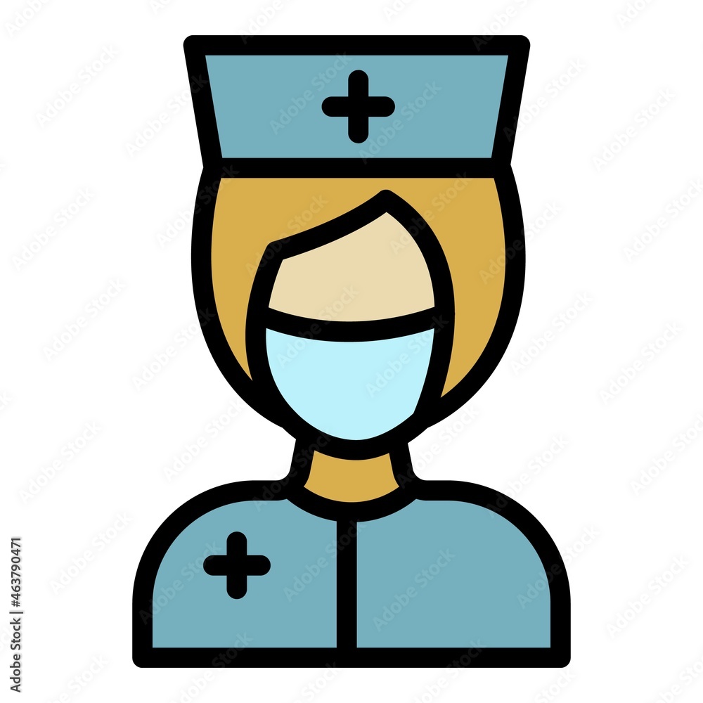 Hospital nurse icon. Outline hospital nurse vector icon color flat isolated Hospital nurse icon. Outline hospital nurse vector icon color flat isolated