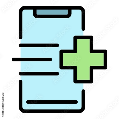 Medical card icon. Outline medical card vector icon color flat isolated