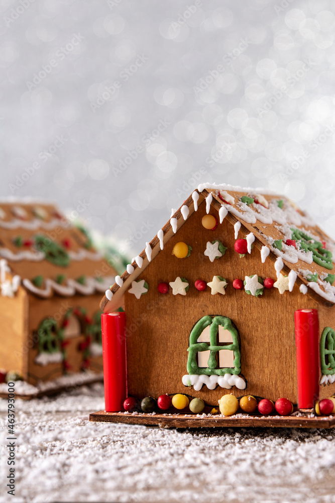Christmas gingerbread house on white background	