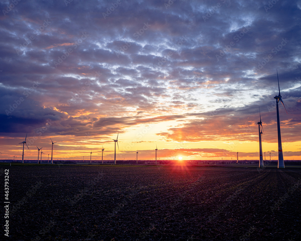 Fototapeta premium wind turbine at sunset