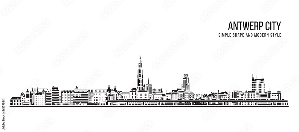 Cityscape Building Abstract Simple shape and modern style art Vector design - Antwerp city