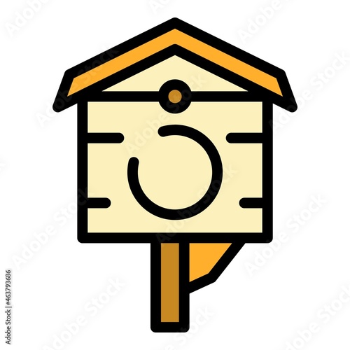 Bird house icon. Outline bird house vector icon color flat isolated
