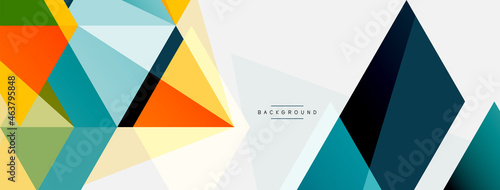 Color triangles composition, geometric abstract background. Techno or business concept, pattern for wallpaper, banner, background, landing page