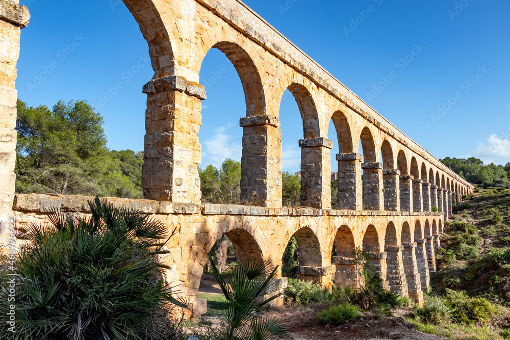 Roman aqueduct of Tarragona, also known as (Pont del Diable) or de les Ferreres. The purpose of this magnificent construction was to collect water from the Francoli River and transport it to the city
