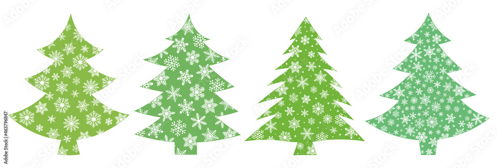 Christmas trees silhouette snowflakes vector illustration