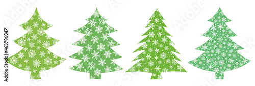 Christmas trees silhouette snowflakes vector illustration