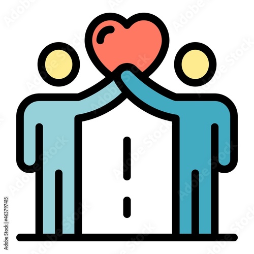 Support friendship icon. Outline support friendship vector icon color flat isolated