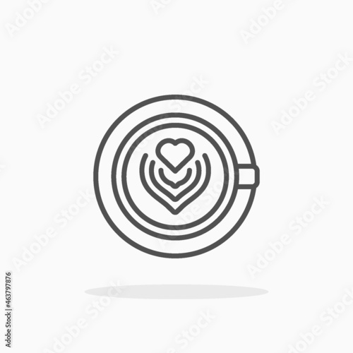 Latte icon. Outline Black icon. Editable Stroke and pixel perfect. Vector illustration. Enjoy this icon for your project.