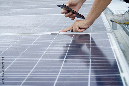 Checking the installation of solar panels.