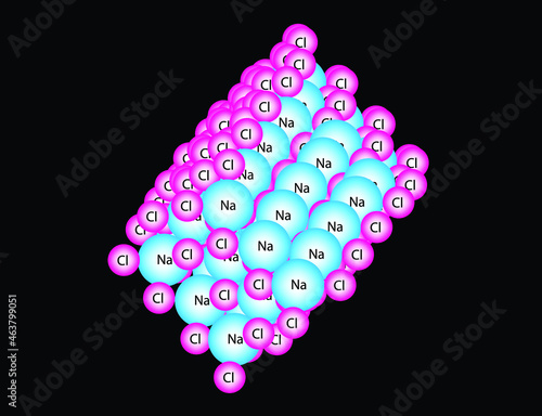 Chemistry illustration of sodium chloride lattice structure 