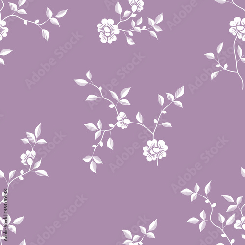 seamless pattern of flowers, branches and leaves