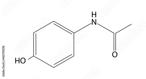 Chemical formula of Paracetamol (molecular structure of Paracetamol compound)
