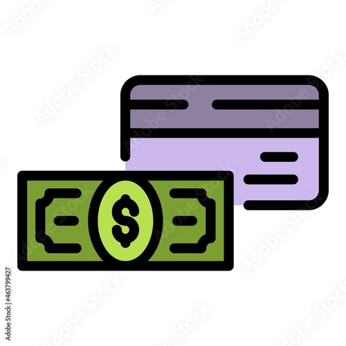 Money trasnfer credit card icon. Outline money trasnfer credit card vector icon color flat isolated photo