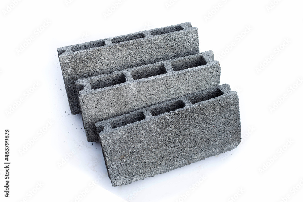 Cement solid brick block on white background Cement solid brick block on white background