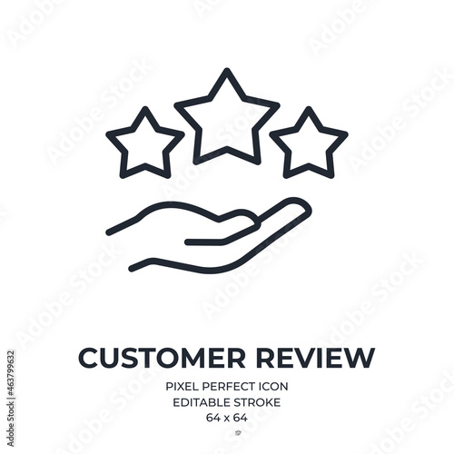 Customer review or rating concept editable stroke outline icon isolated on white background flat vector illustration. Pixel perfect. 64 x 64.