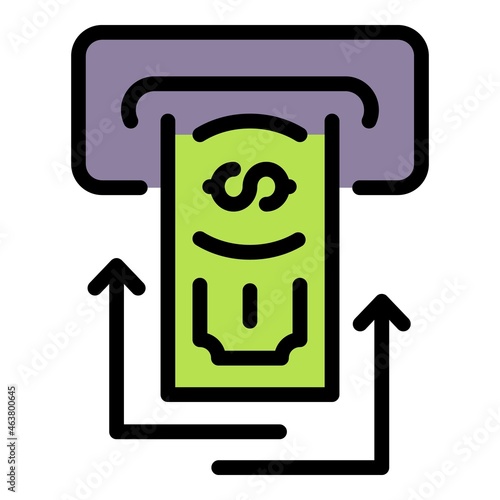 Atm cash send icon. Outline atm cash send vector icon color flat isolated