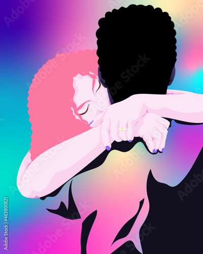 Couple hugging in nightclub