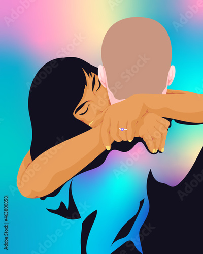 woman wrapping arms around man in disco