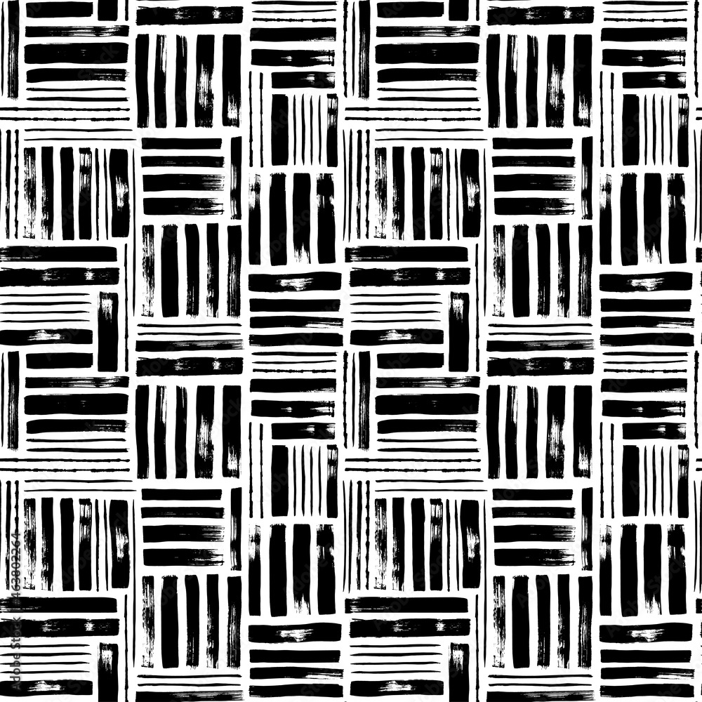 Geometric seamless pattern with handdrawn rectangles. Hand painted grungy ink lines in black and white colors. Stylish vector texture with dotted rectangles. Abstract decorative background. Geometric seamless pattern with handdrawn rectangles. Hand painted grungy ink lines in black and white colors. Stylish vector texture with dotted rectangles. Abstract decorative background.
