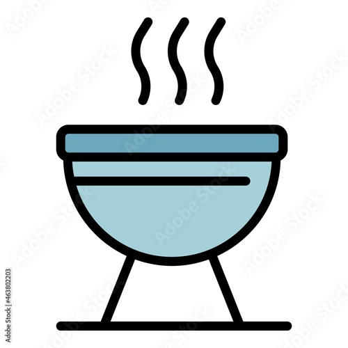 Bbq cooking icon. Outline bbq cooking vector icon color flat isolated
