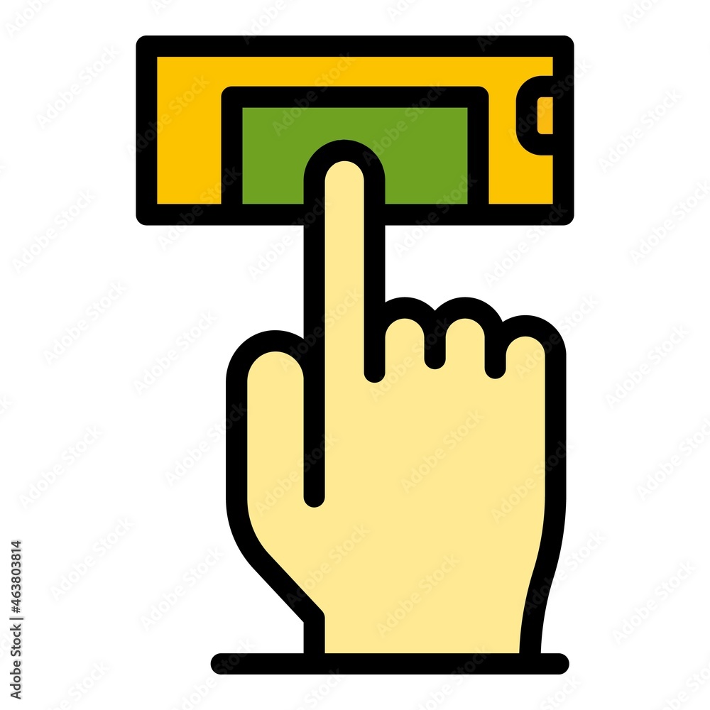 Finger authentication icon. Outline finger authentication vector icon color flat isolated Finger authentication icon. Outline finger authentication vector icon color flat isolated