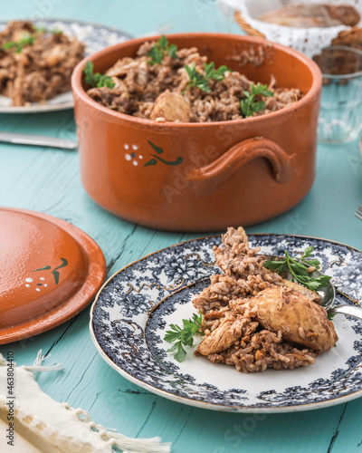 Cabidela Rice (traditional Portuguese chicken rice made with its blood)
