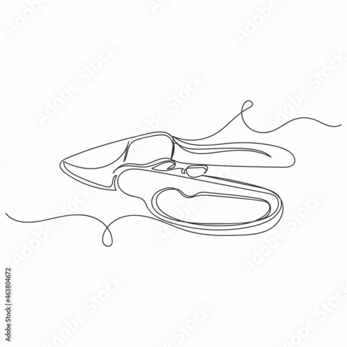 Vector continuous one single line drawing of garden pruner with handle in silhouette on a white background. Linear stylized.