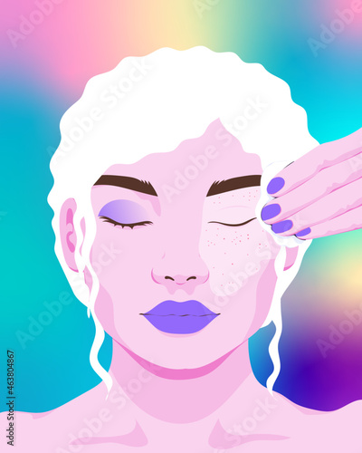 Girl cleaning cosmetics from face