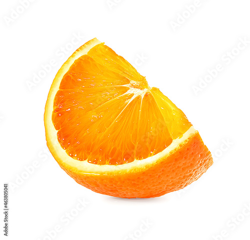 Orange fruit. Piece isolated on white background. Orange fruit section cutout