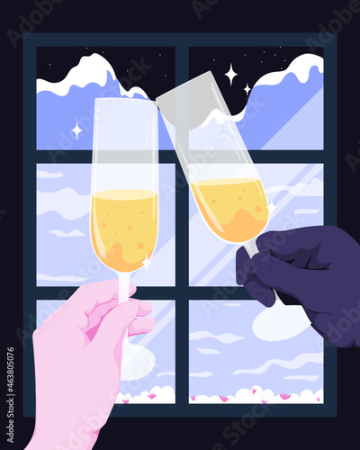 Celebration toast with champagne 