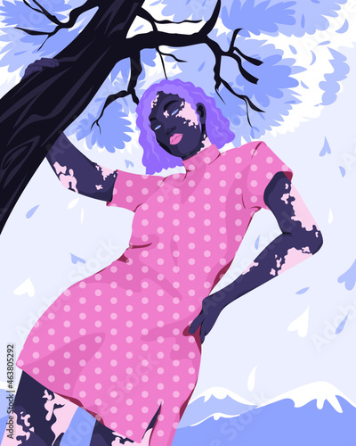 Woman outdoors genetic skin condition