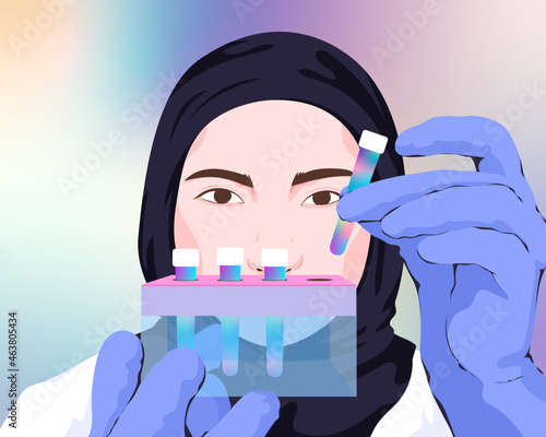 Medical scientist wearing hijab in laboratory 
