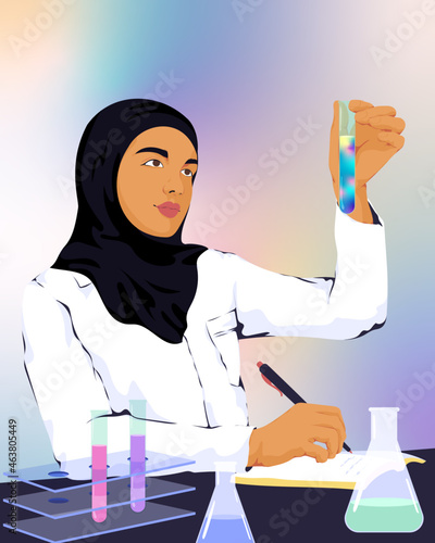 Medical professional wearing hijab in laboratory 