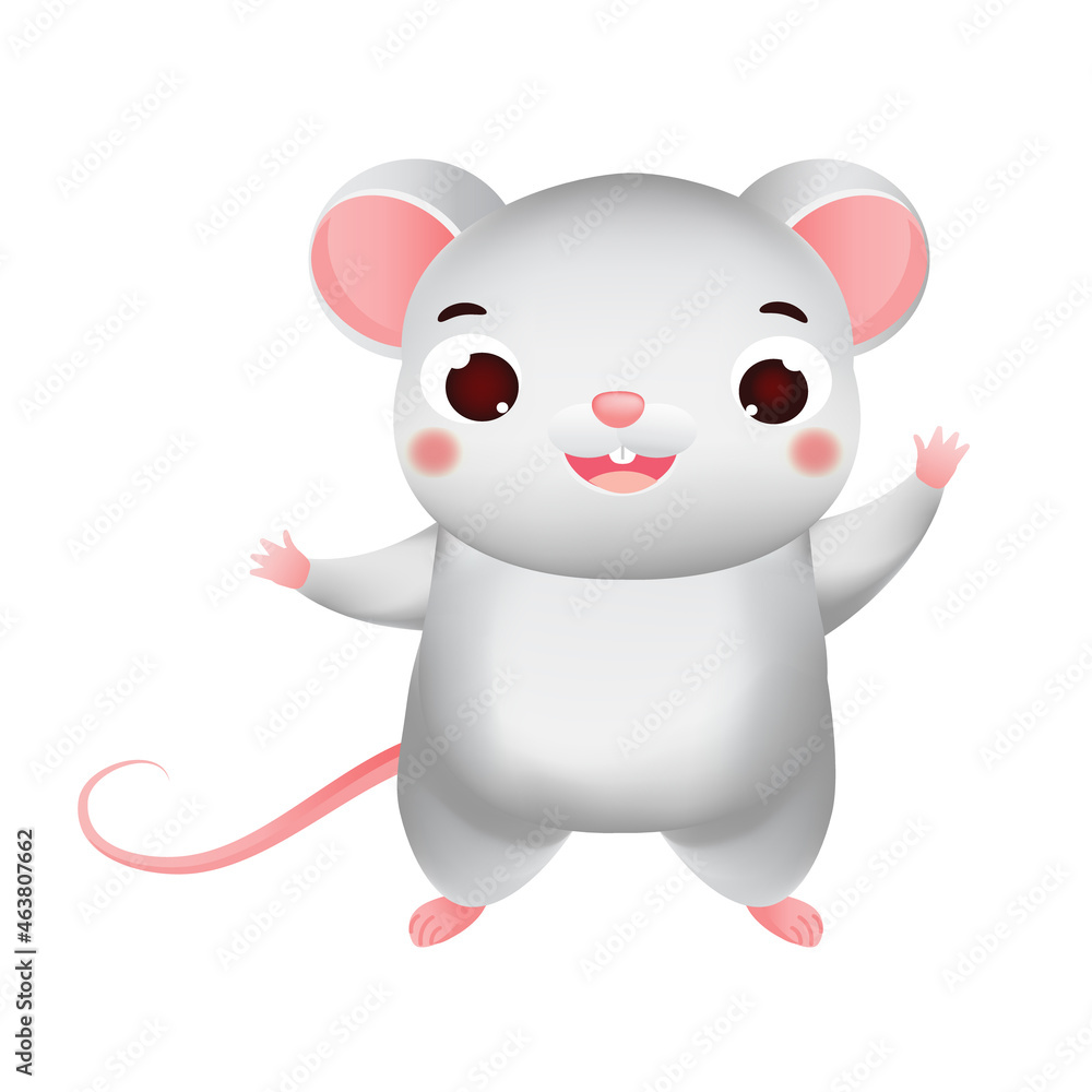 Cute happy mouse. Cartoon rat character for kids and children Cute happy mouse. Cartoon rat character for kids and children