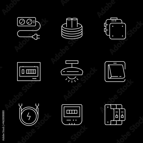 Set line icons of electricity