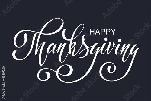 Happy Thanksgiving day. Banner with handwritten lettering and hand-drawn elements. Autumn background. Vector illustration.