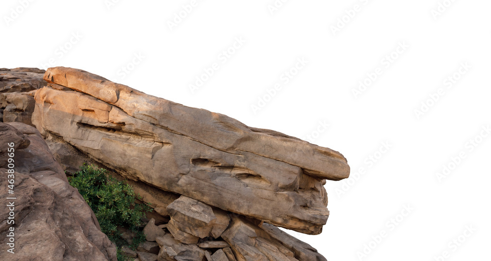 Cliff stone located part of the mountain rock isolated on white background. Cliff stone located part of the mountain rock isolated on white background.