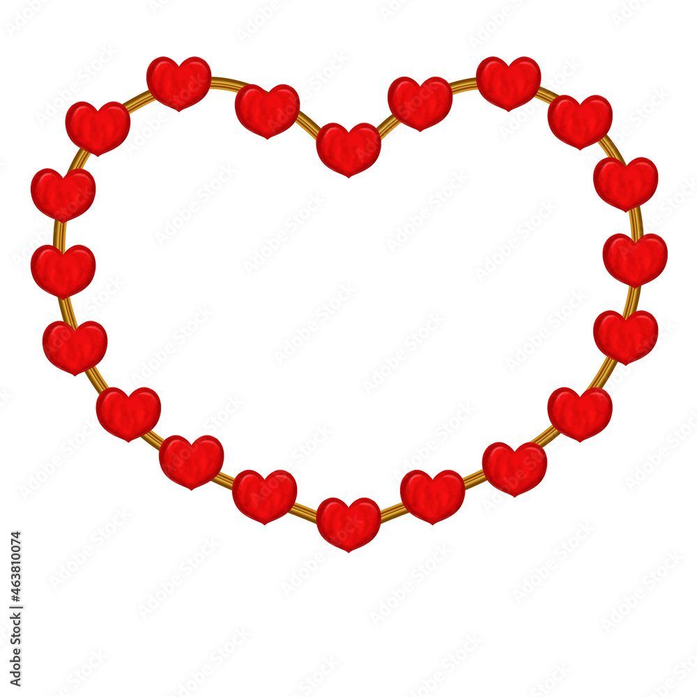 Digital image of a frame with hearts.