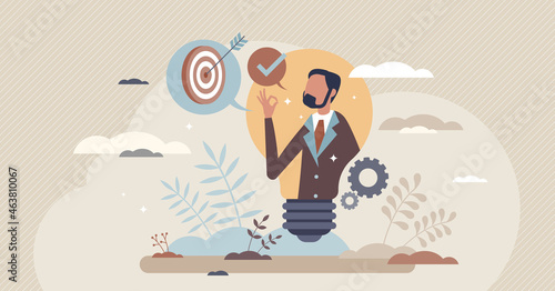 Chef learning officer with responsibility and charge about education tiny person concept. Knowledge development and management work to organize courses, training and skill growth vector illustration.