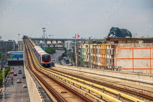 The Skytrain and Cityscape in Bangkok Thailand Southeast Asia