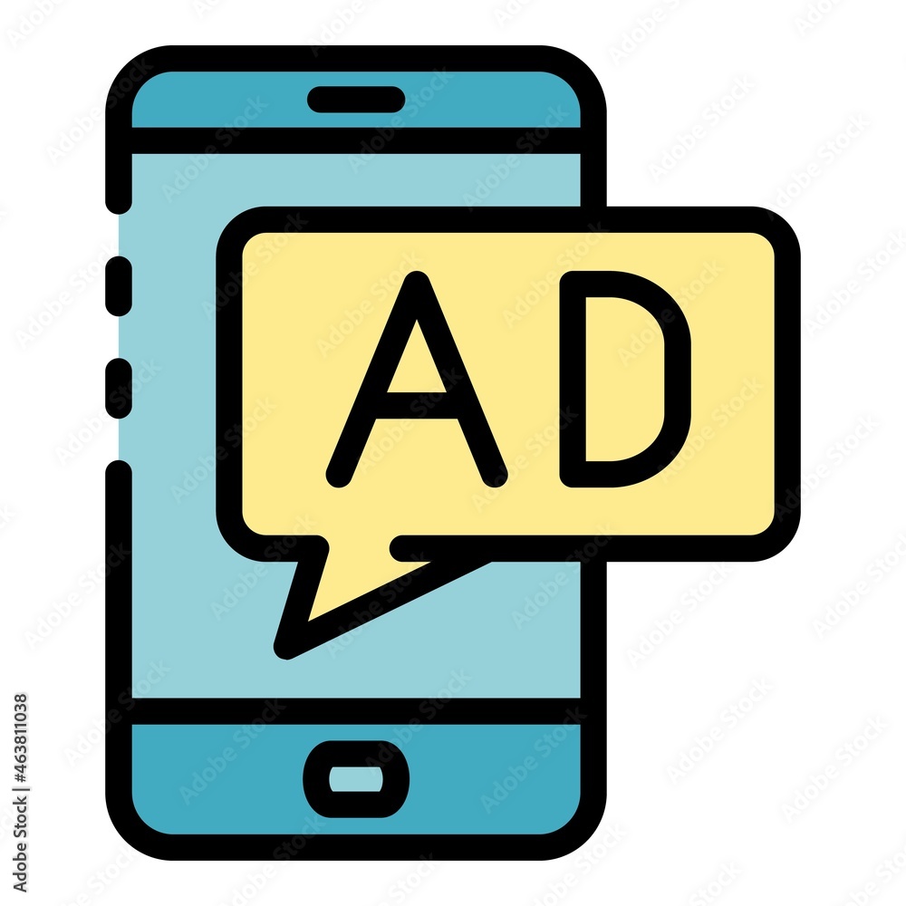 Smartphone adwork icon. Outline smartphone adwork vector icon color flat isolated Smartphone adwork icon. Outline smartphone adwork vector icon color flat isolated