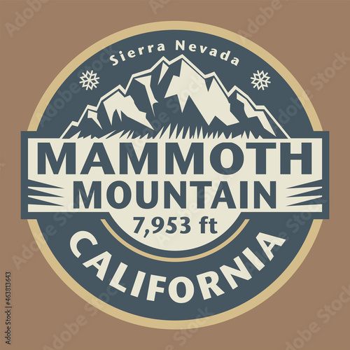 Abstract stamp or emblem with the name of Mammoth Mountain, California