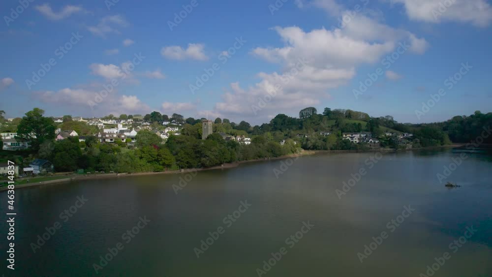 Stoke Gabriel and River Dart from a drone, Devon, England, Europe Stoke Gabriel and River Dart from a drone, Devon, England, Europe