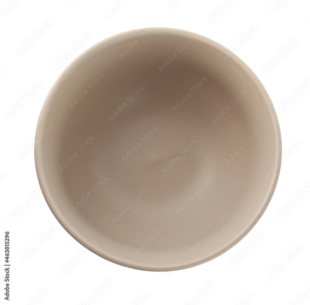 Stylish empty ceramic bowl isolated on white, top view. Cooking utensil Stylish empty ceramic bowl isolated on white, top view. Cooking utensil
